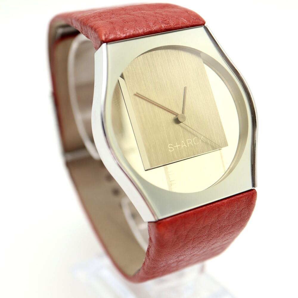 Fossil X Phillipe Starck Satelitum Silver Tone 40mm Watch Brown Leather PH6004